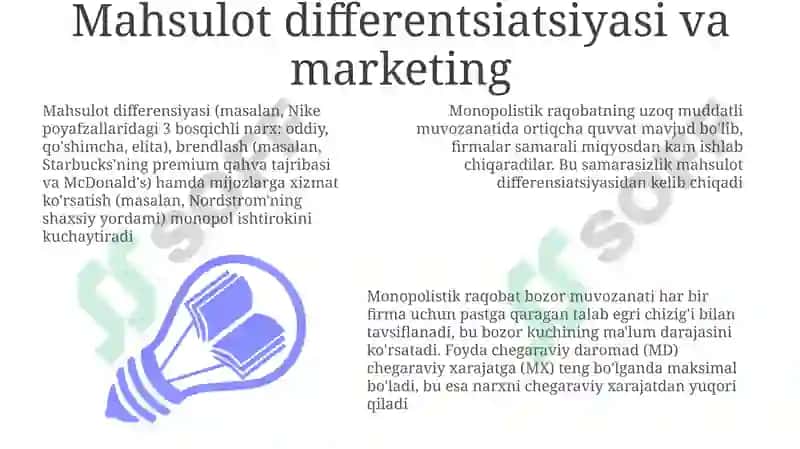 Monopolistik raqobatlashgan bozor muvozanati 3