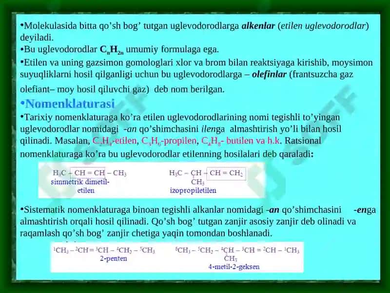 ALKENLAR.OLINISHI VA XOSSALARI 3