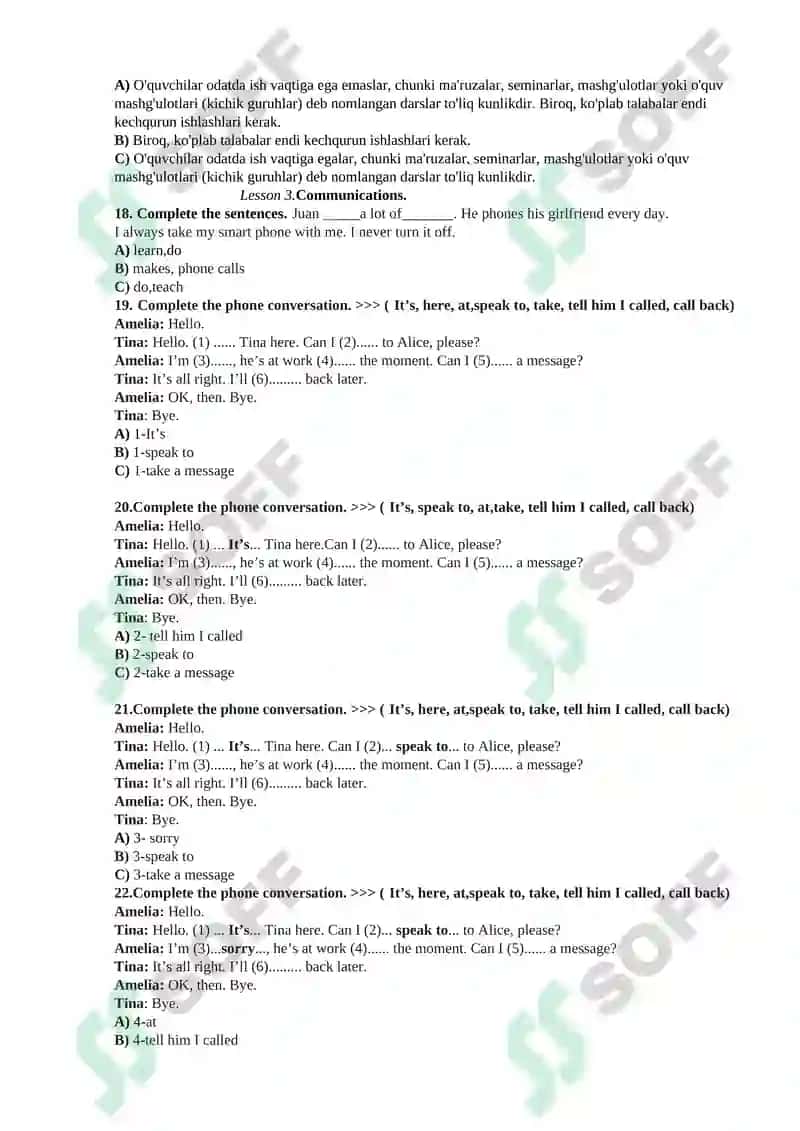 JOBS.(test) english 3