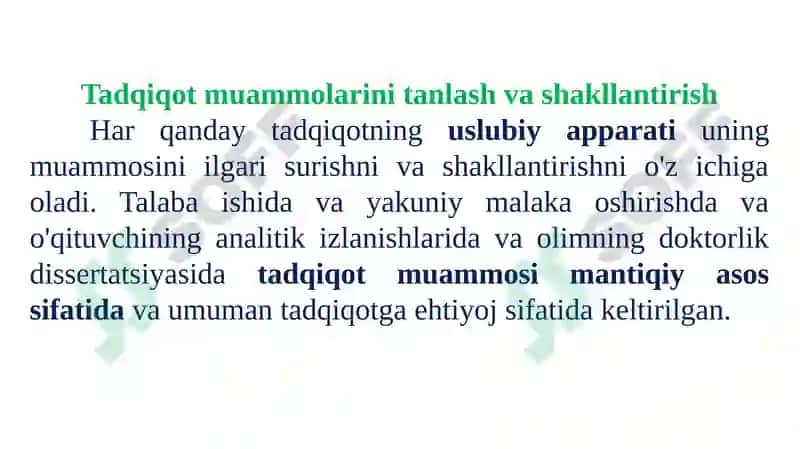 Tadqiqotusullar va ko'nikmalar 3