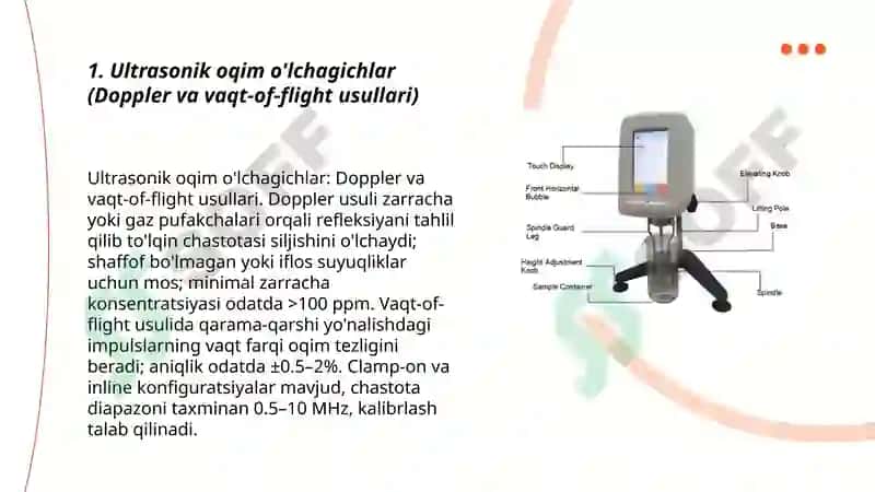 Ultrasonik oqim o'lchagichlar (Doppler va vaqt-of-flight usullari) 3