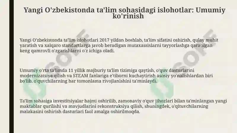 Yangi O'zbekistonda ta'lim islohotlari 3