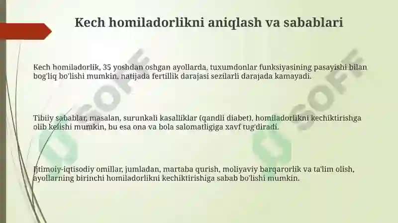 Homiladorlikni aniqlash va parvarish 3