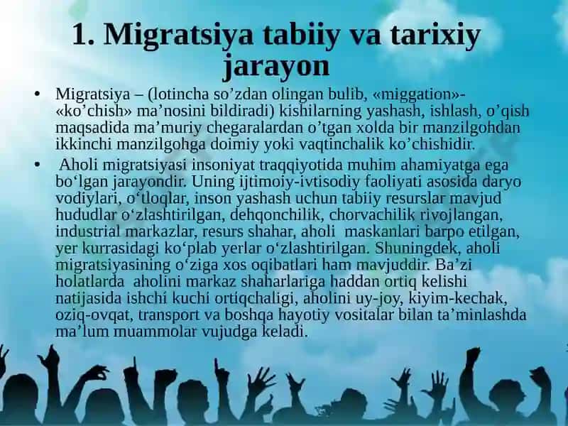 Aholining mexanik (migratsiya) harakati 3