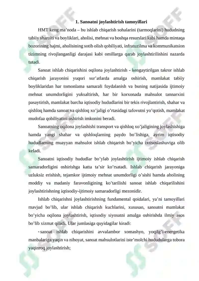 Sanoatni joylashtirish tamoyillari 3