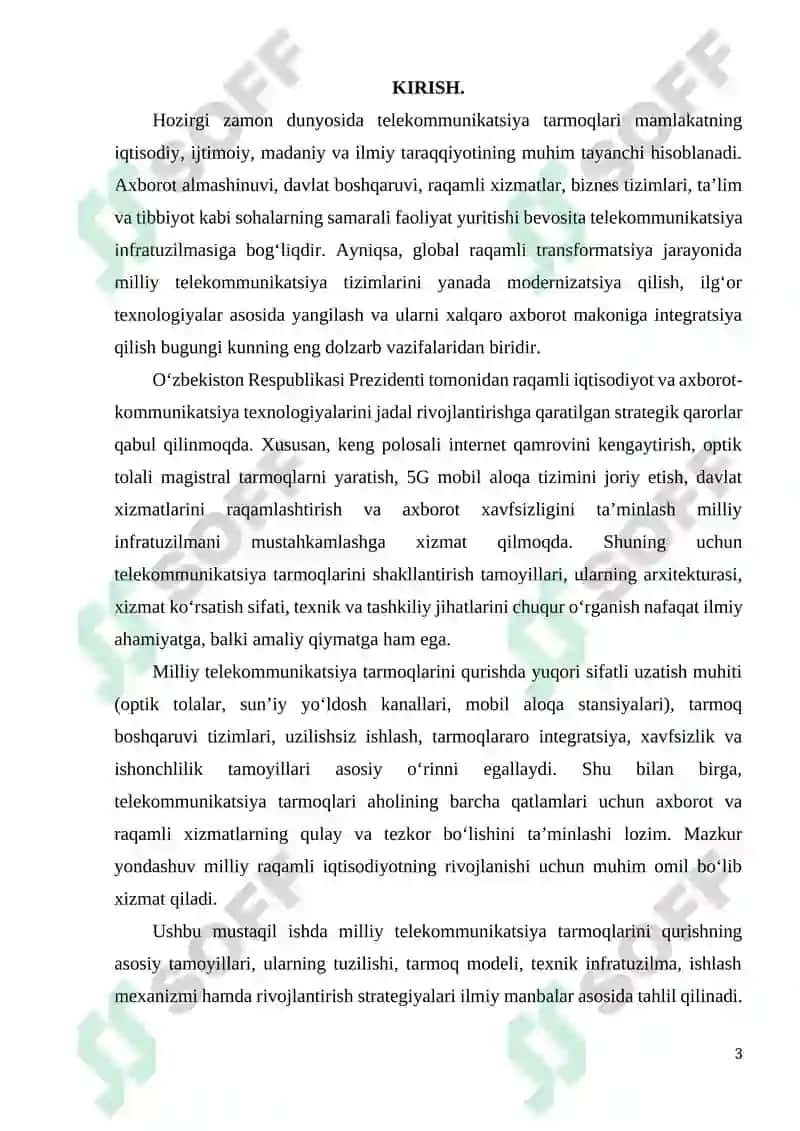 Milliy telekommunikatsiya tarmoqlarini qurish tamoyili 3