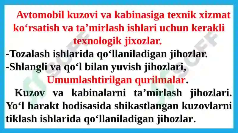 AVTOMOBIL KUZOV VA KABINALARGA TXK VA TA’MIRLASH 3