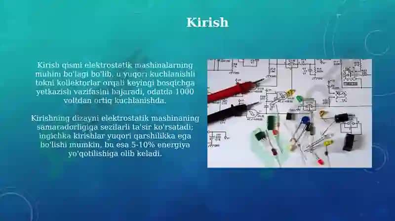 Elektrostatorlarning ulanish sxemasini oʻrganish 3