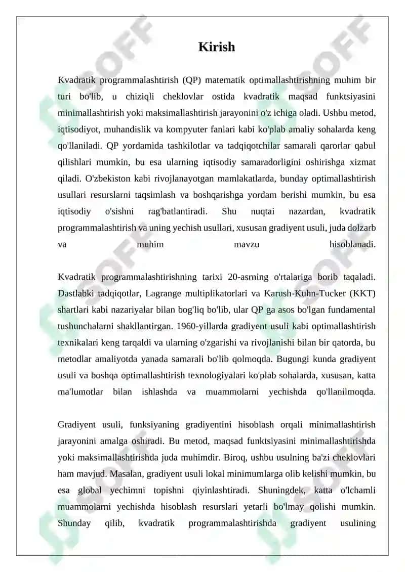 Kvadratik programmalashtirish va uni yechish usullari 3