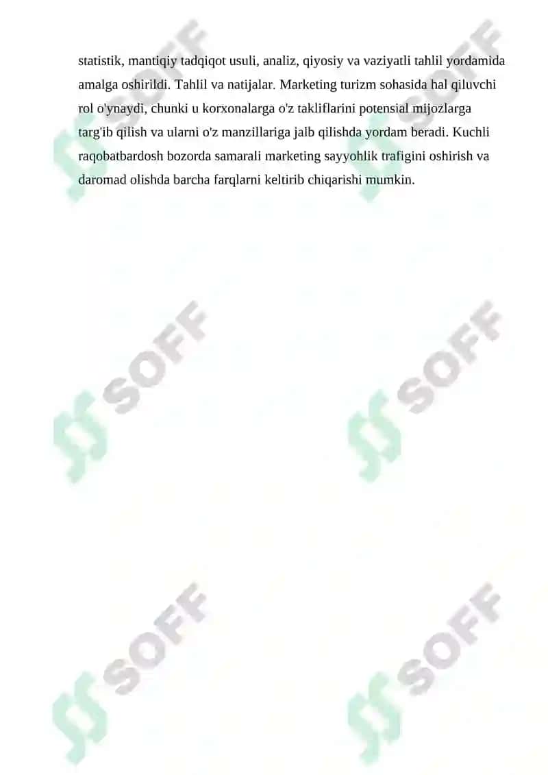 Turizm sohasida marketing mixdan foydalanish 3