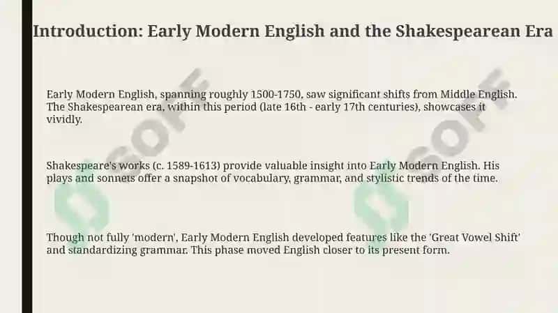Early Modern English during the Shakespearean period 3