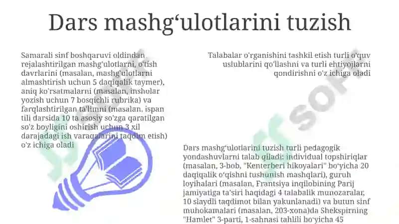 Samarali sinf boshqaruvi 3