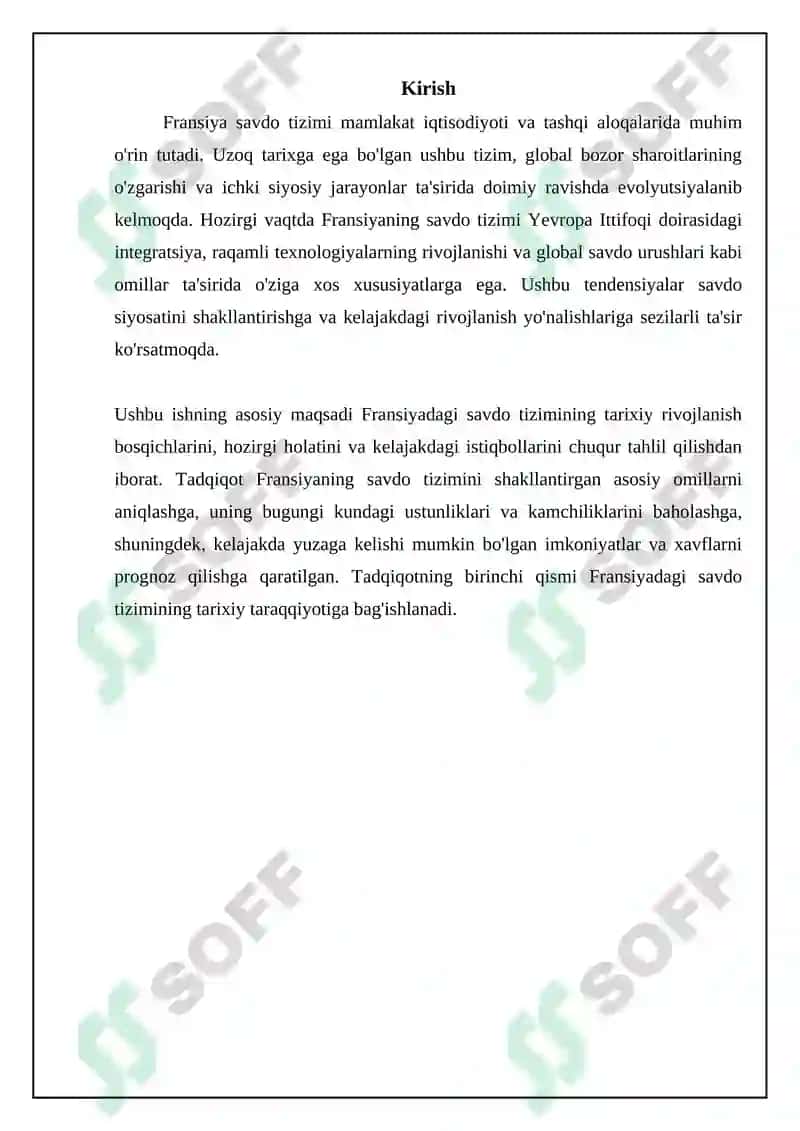 Fransiya davlatida savdo ishi tizimi 3