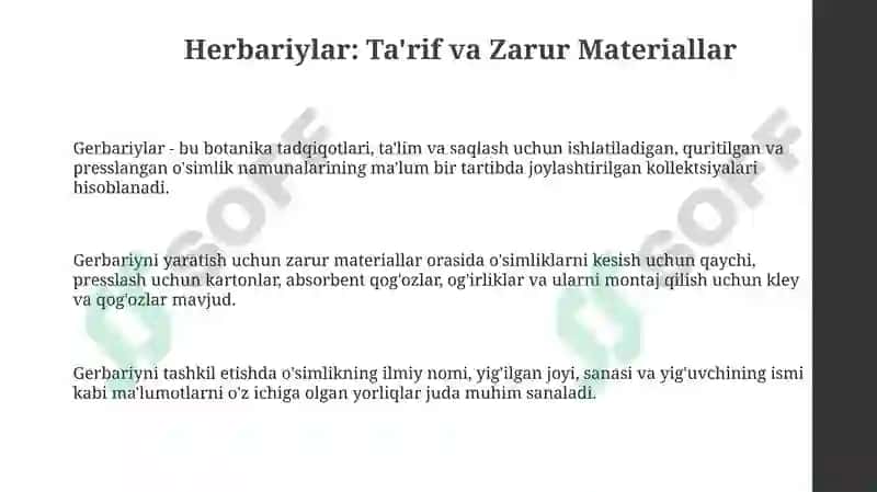 Gerbariy tayyorlash usullari 3
