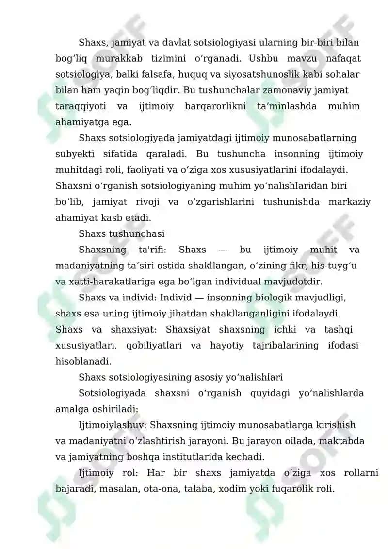 Shaxs, jamiyat va davlat sotsiologiyasi 3