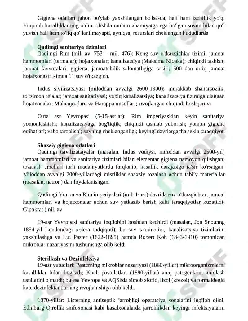 Gigiyenaning rivojlanish tarixi 3