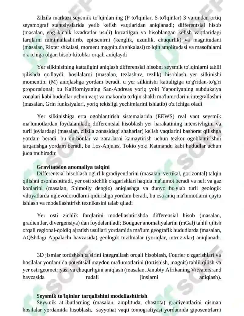 Geofizikada differensiala hisob tatbiqlari 3
