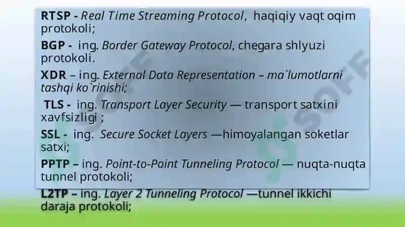 Tarmoq protokollari. Tarmoq sathi. Tarmoq sathi vazifalarini va tarmoq texnologiyalarini o‘rganish. Tarmoqlararo o‘zaro ishlash va qurilmalar tavsifi: takrorlagichlar, konsentratorlar, ko‘priklar, kommutatorlar, marshrutizatorlar va shlyuzlar. IPv4 protokolining tuzilishi. Manzillash: Internet-manzili, sinfli manzillash. 3