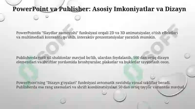 PowerPoint, Publisher va Video Yasovchi Dasturlarda Ishlash 3