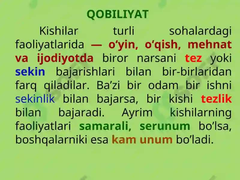 QOBILIYAT va QIZIQISH-HAVAS 3