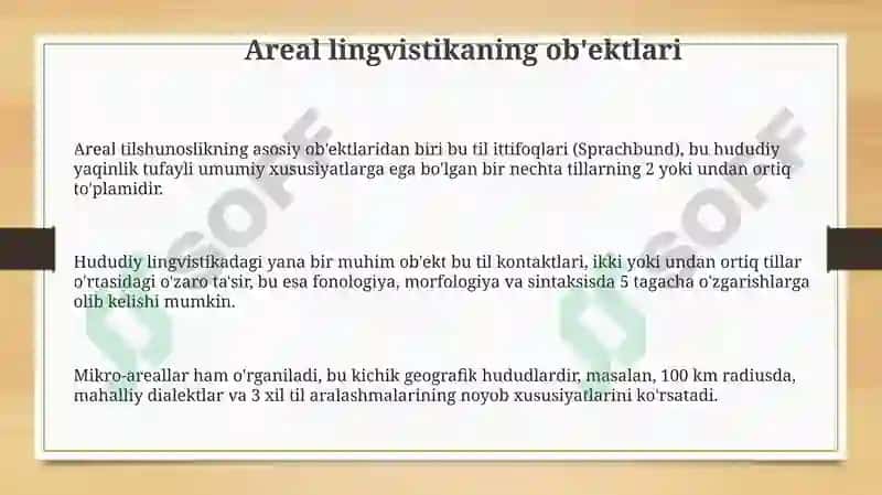 Areal lingvistikaning o'rganish obyektlari 3