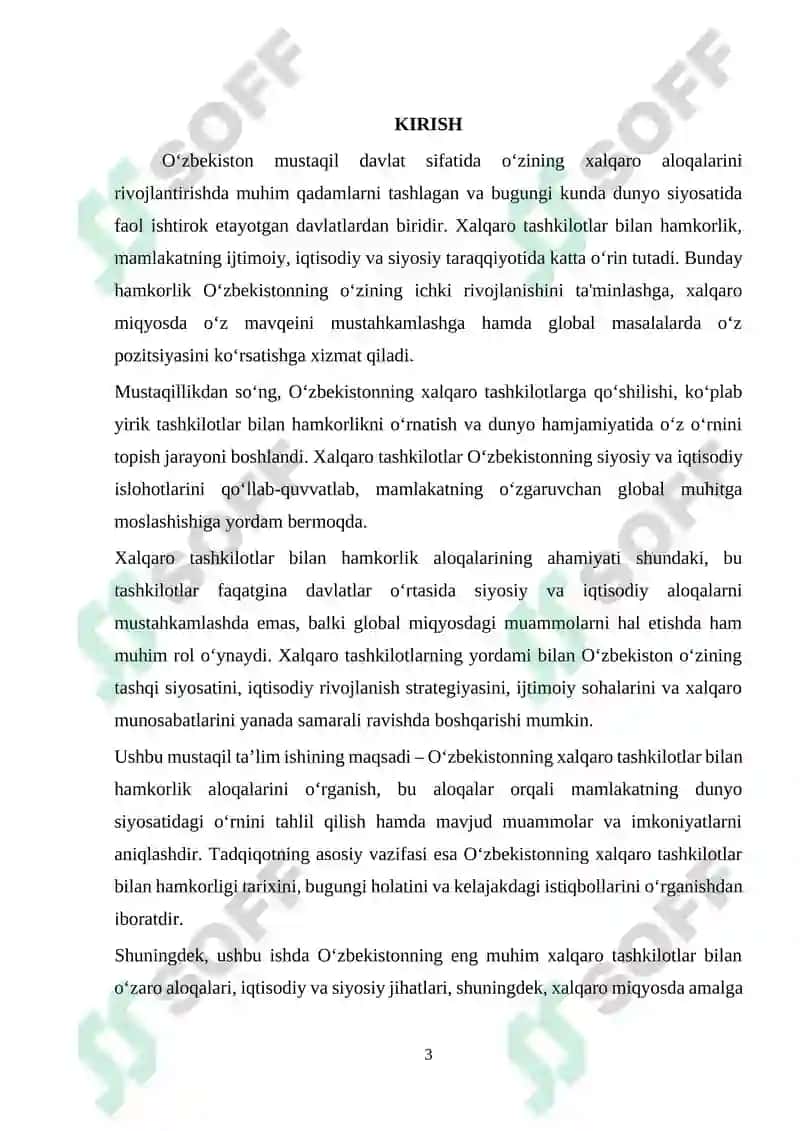 O‘zbekistonnning xalqaro tashkilotlar bilan hamkorlik aloqalari 3