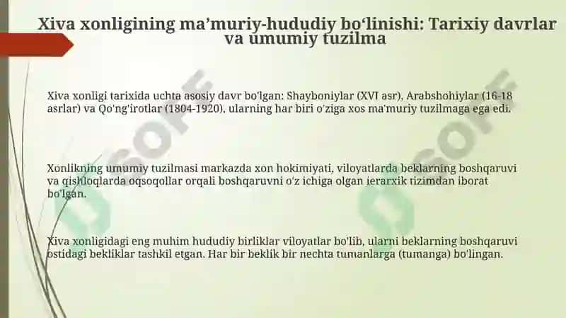 Xiva xonligining maʼmuriy-hududiy boʻlinishi 3