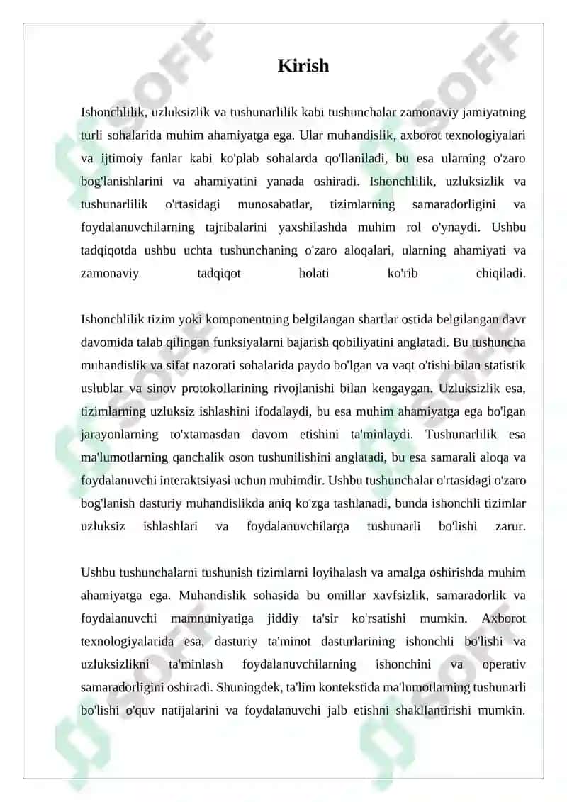 Ishonchlilik, Uzluksizlik, Tushunarlilik 3