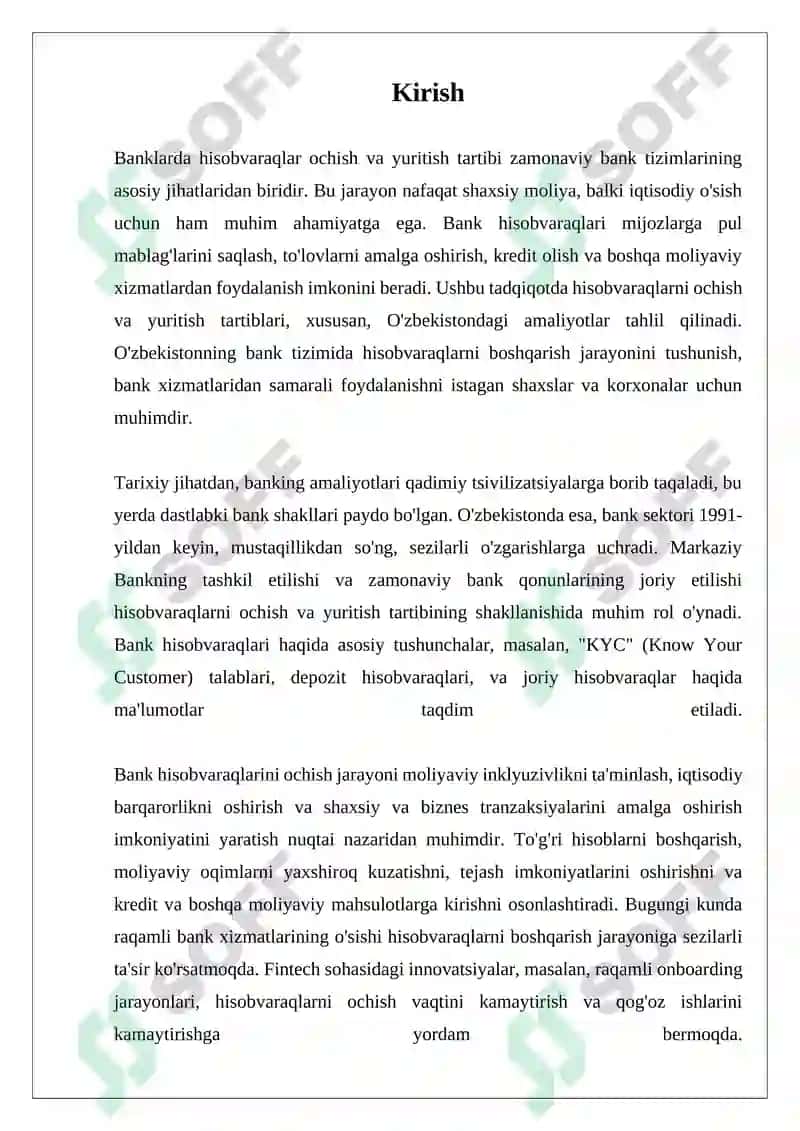 Banklarda hisobvaraqlar ochish va yuritish tartibi 3