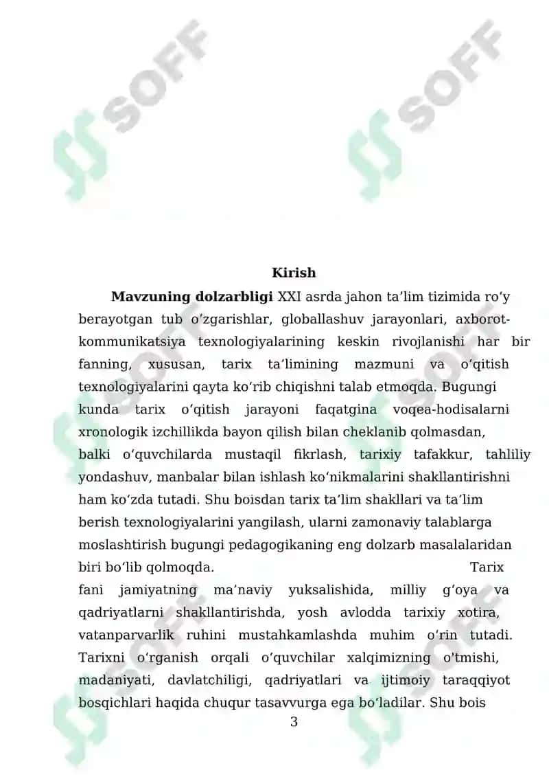 Tarix O’qitish Metodikasi 3