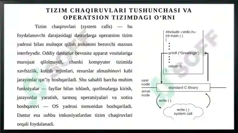 Tizim chaqiruvlari va ularning bajarilishi 3