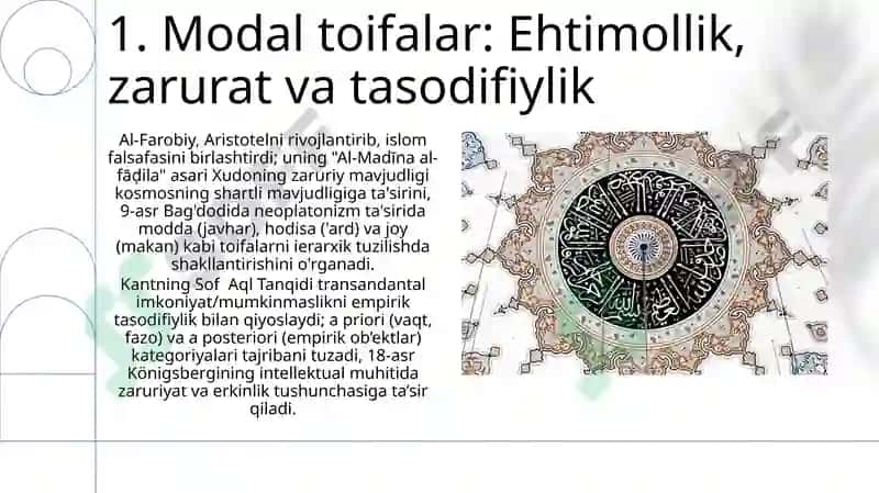 Aristotel Farobiy va Kant ontologiyasida kategoriyalarning tansifi 3