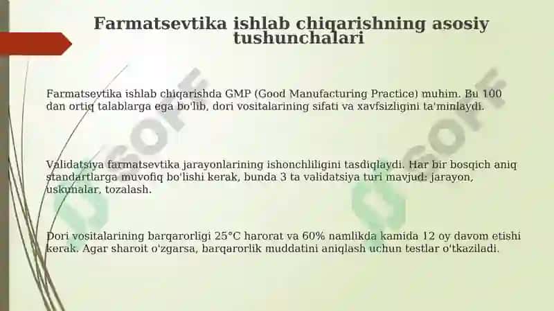 Farmatsevtik ishlab chiqarishni tashkil qilish 3