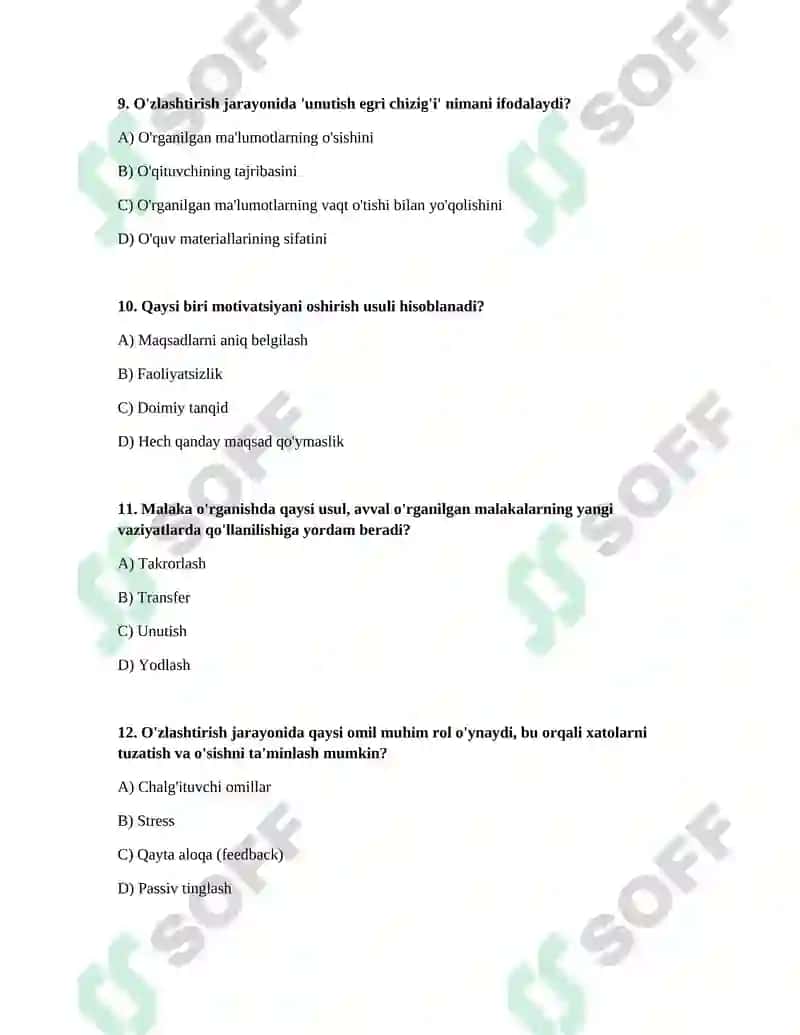 Foliyatning oʻzlashtirilishi va malakalarni egallash 3