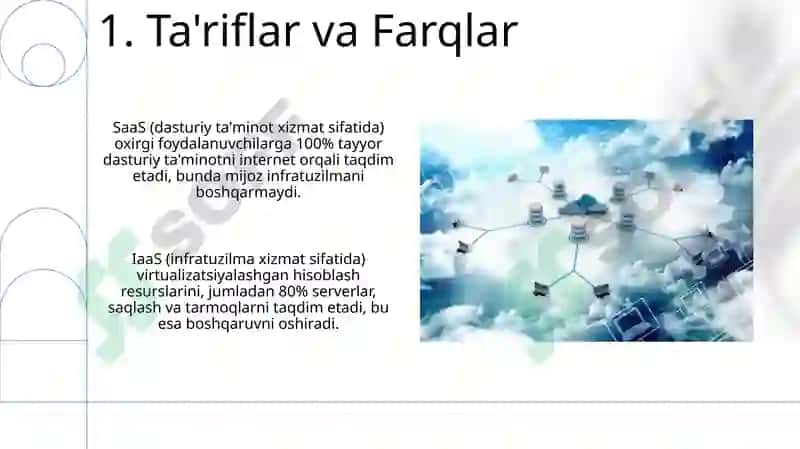 Bulutli yechimlar (SaaS), Bulutli infratuzilmasi (IaaS), Raqamli platformalar (PaaS) 3
