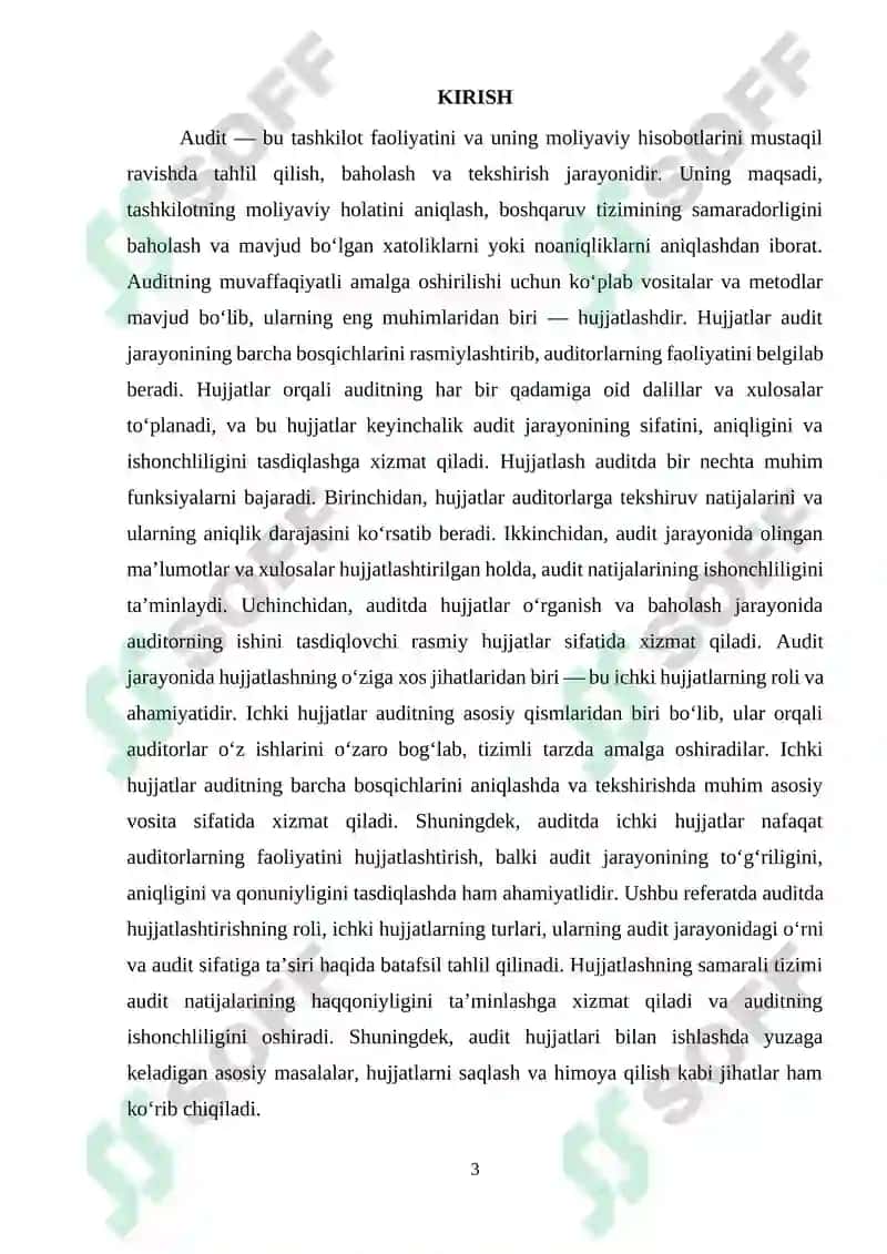 Auditda hujjatlashtirish 3