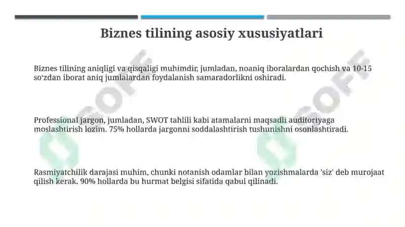 Biznes tilining asosiy xususiyatlari 3