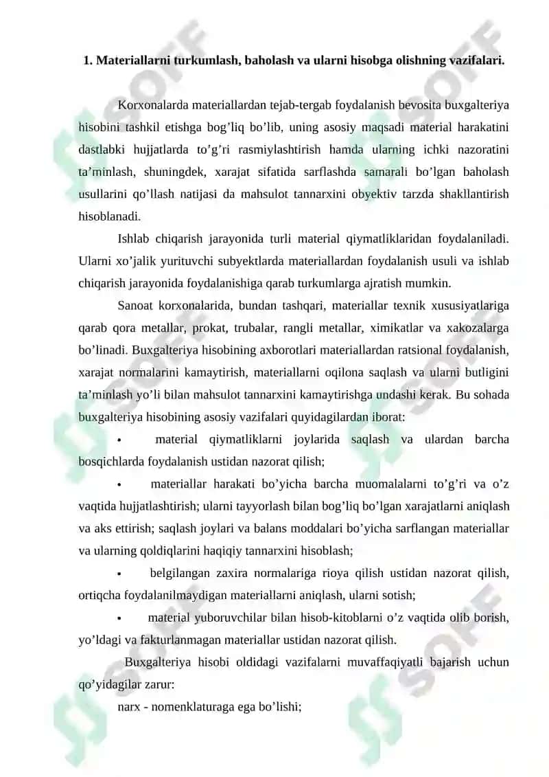 MATERIALLARNI HISOBGA OLISH 3