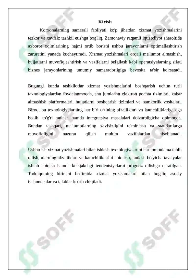 Xizmat yozishmalari bilan ishlash technologiyalari 3