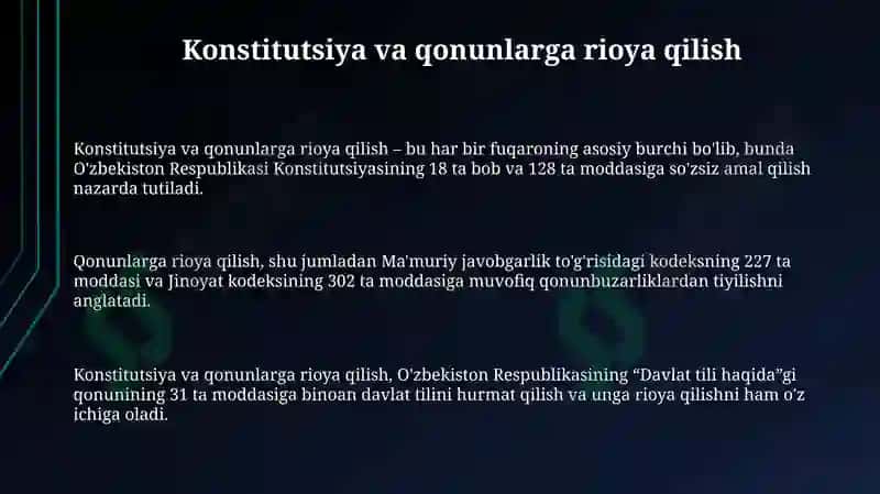 Konstitutsiya va qonunlarga rioya qilish 3