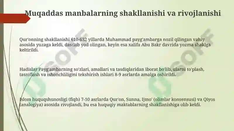 Muqaddas manbalarning shakllanishi va rivojlanishi 3