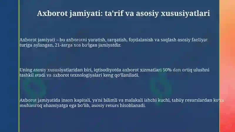 Axborotlashgan jamiyat va uning istiqbollari 3