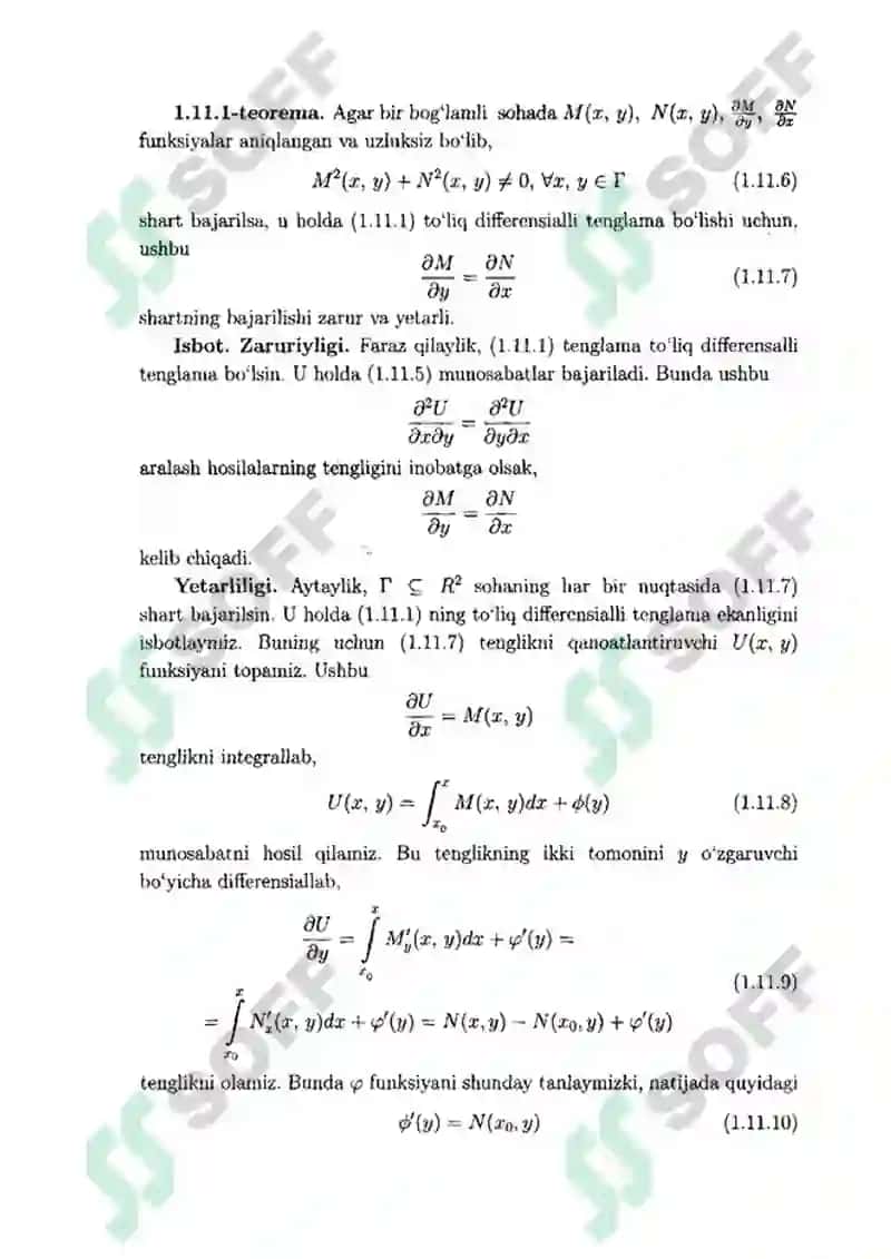 Toʻla differensial tenglama. Integrallovchi koʻpaytuvchi. 3