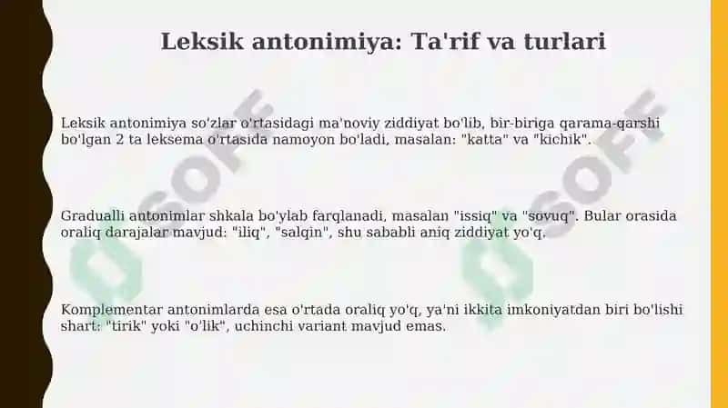 Leksik antonimiya: Ta'rif va turlari 3