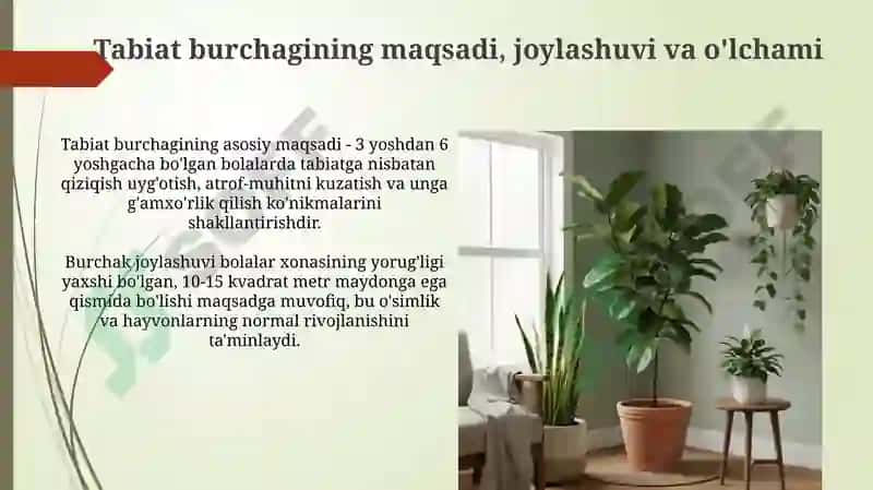 Tabiat burchagini tashkil etishmetodlariniyoritish 3