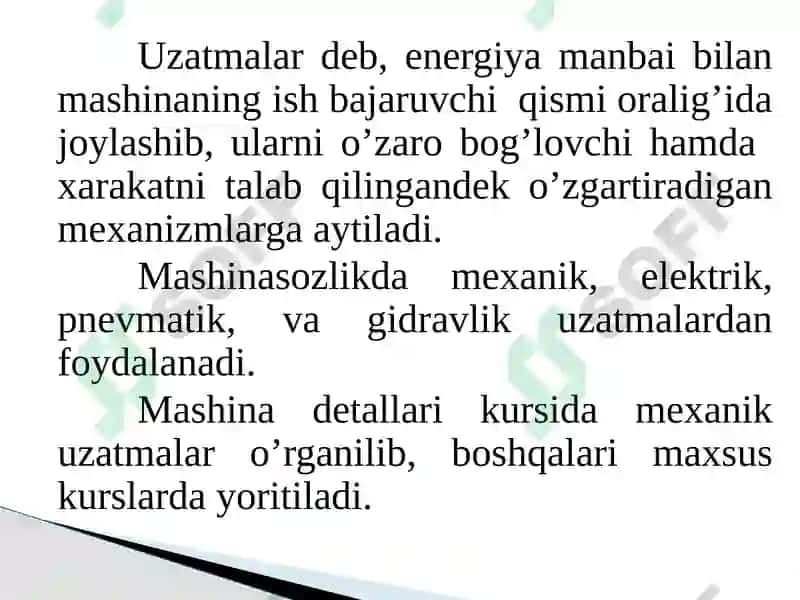 Mexanikuzatmalarning turlari va ishlatilish sohalari 3