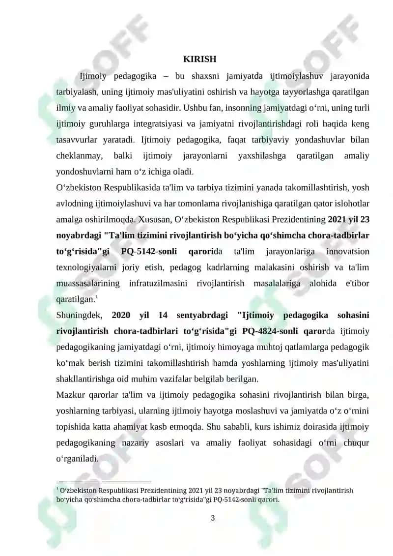Ijtimoiy Pedagogika Fanidan Kurs Ishi 3