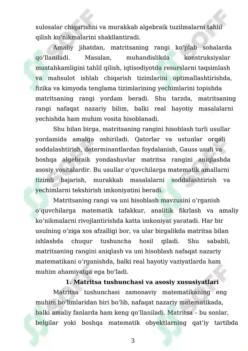 Matritsa tushunchasi va rangi hisoblash 3