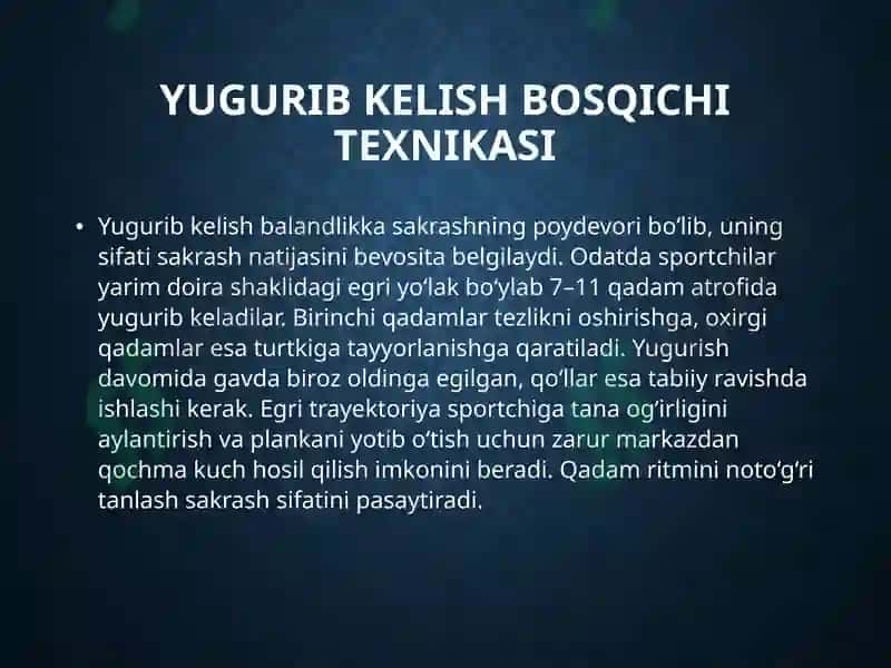 Balandlikka sakrash texnikasi 3
