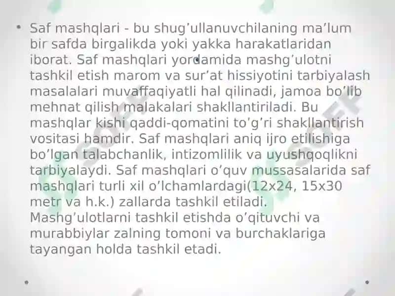 Safmashqlari 3